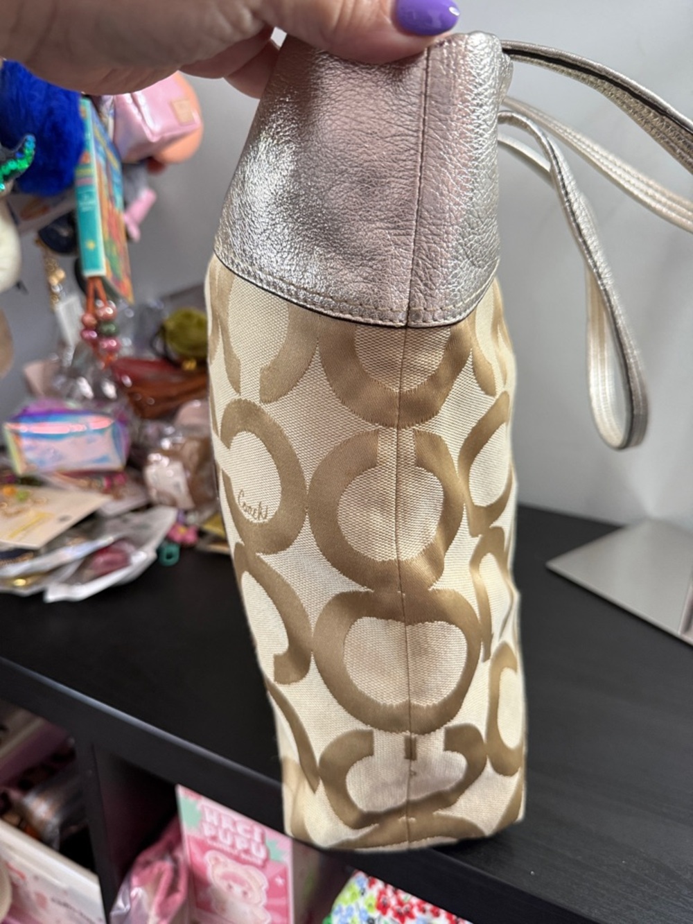 Coach Julia Op Art Perry Gold Tote Bag with original hangtags! - Picture 10 of 17